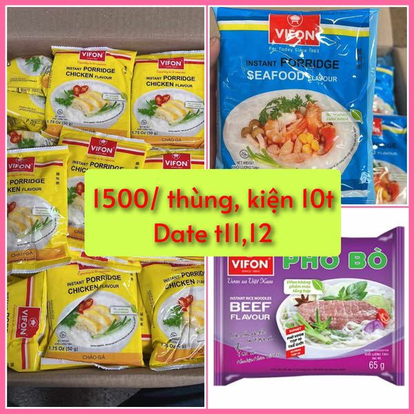 PHỞ, CHÁO GÓI ĐỒNG GIÁ BÁN THEO THÙNG